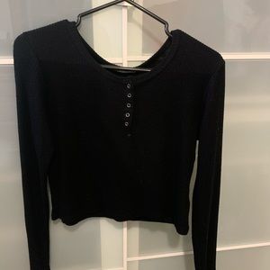 Black long sleeve button up fashion nova top